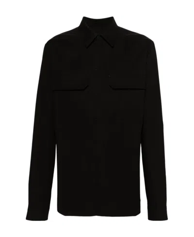 Rick Owens Chest-pocket Organic-cotton Shirt In Black