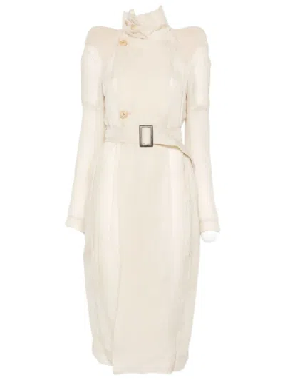 Rick Owens Chic Mini Trench Jacket With Belted Waist In Neutral