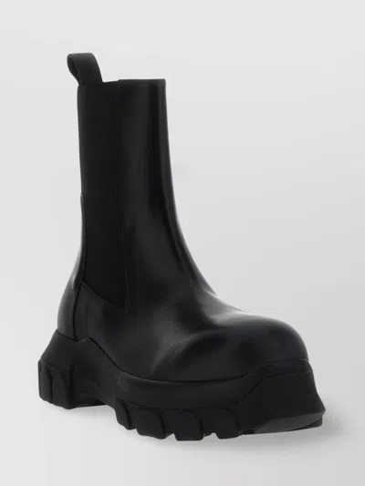 Rick Owens Chunky Sole Elastic Side Panels Ankle Boots In Black
