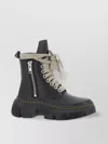 RICK OWENS CHUNKY SOLE LACE-UP BOOTS WITH CONTRAST STITCHING