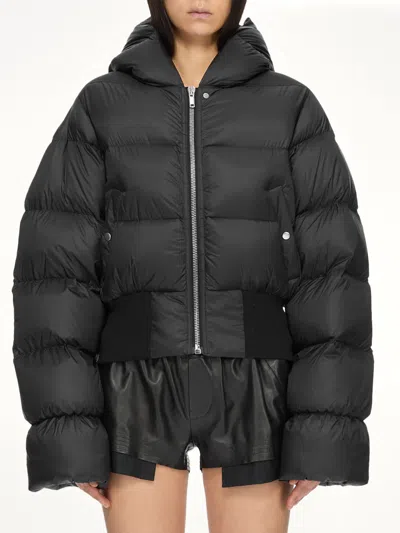 Rick Owens Cinched Hooded Jacket In Black