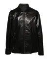 Rick Owens Calf Leather Bauhaus Jacket With Classic Collar In Black