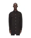 Rick Owens Classic-collar Silk Blend Coat In Black