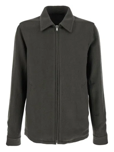 Rick Owens Classic-collar Zip-fastening Jacket In Gray