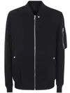 Rick Owens Zipped Bomber Jacket With Arm Pocket In Black Cotton In Black