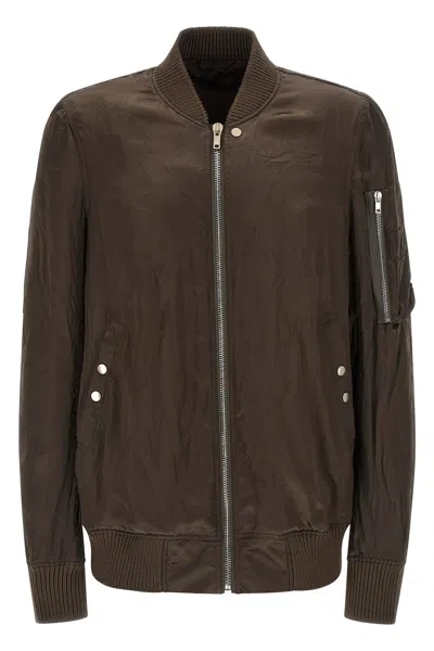 Rick Owens Classic Flight Zip-up Bomber Jacket In Brown