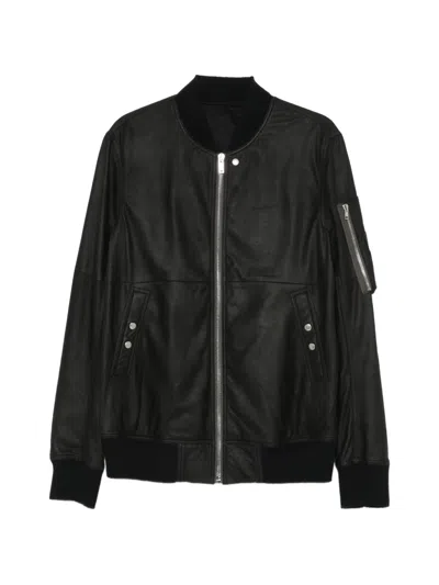 Rick Owens Classic Flight Leather Bomber Jacket In Black