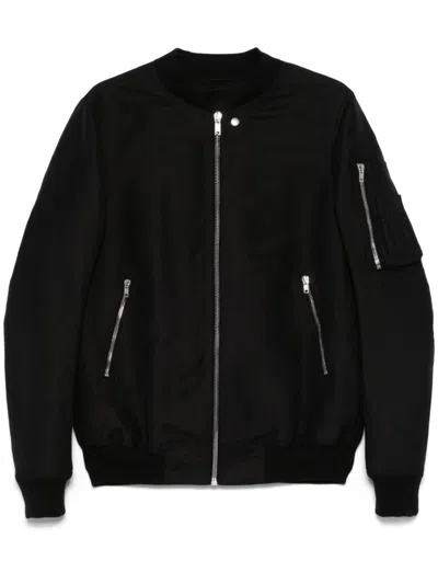 RICK OWENS BLACK ZIP-POCKET BOMBER JACKET
