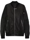 Rick Owens Blistered Lamb Leather Bomber In Black
