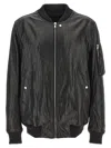 Rick Owens Flight Jacket With Ribbed Collar And Pockets In Black
