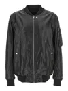 Rick Owens Flight Jacket With Ribbed Collar And Pockets In Black