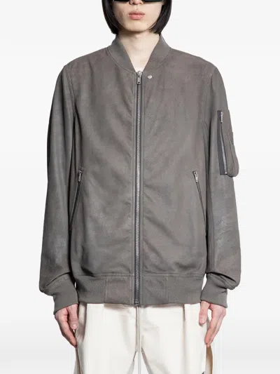 Rick Owens Classic Flight Leather Jacket In Gray