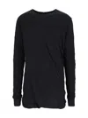 Rick Owens Minimalist Level Seam Cotton T-shirt With Crew Neck In Black