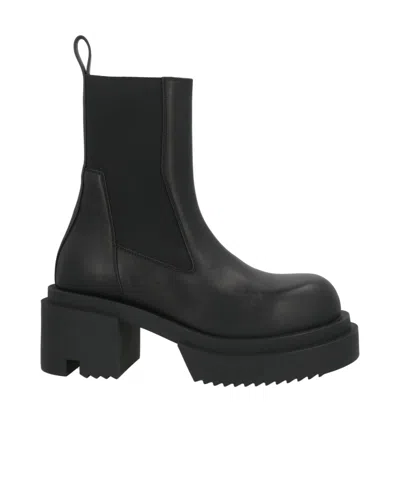 Rick Owens Classic Platform Leather Boots In Black