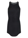 Rick Owens Black Tank Top With Curved Hem In Cotton Man In Black