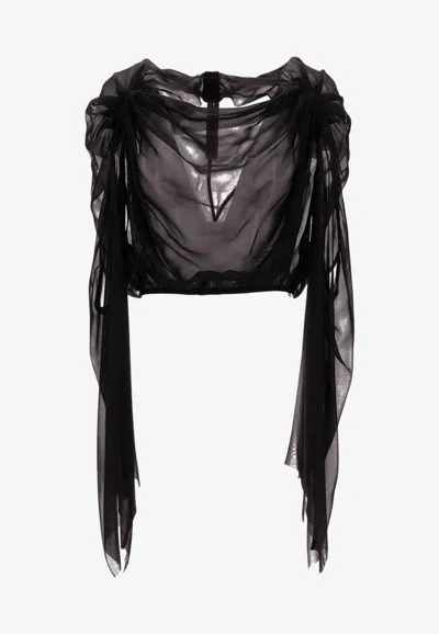 Rick Owens Claudette Sheer Top In Black