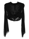 Rick Owens Womens Claudette Bell-sleeves Silk Top Black In Black