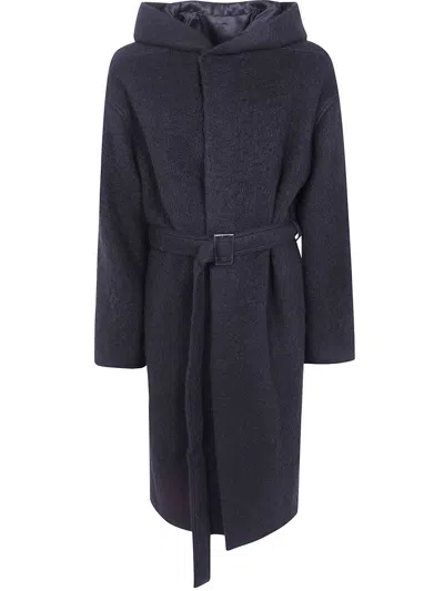 Rick Owens Coat Belted "tower" In Black