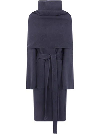 Rick Owens Coat Cowl In Gray