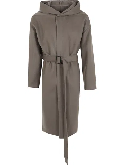Rick Owens Coat Long Belted "tower" In Brown