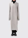 Rick Owens Museum Collarless Wrap Coat In White