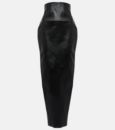 Rick Owens Coated Cotton-blend Maxi Skirt In Pillarblack