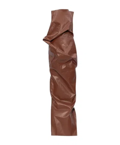Rick Owens Coated Crumpled Maxi Dress In Brown