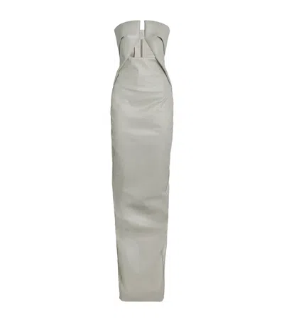 Rick Owens Coated Denim Bustier Gown In White