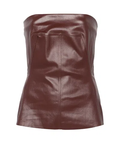 RICK OWENS COATED-DENIM BUSTIER TOP