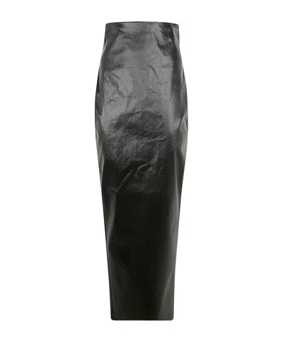 RICK OWENS RICK OWENS PILLAR HIGH WAIST COATED MAXI SKIRT