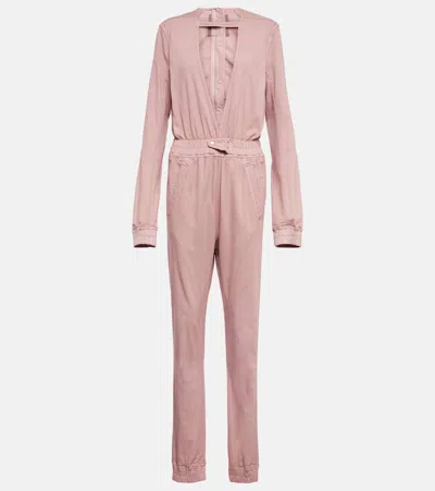 Rick Owens Coated Denim Jumpsuit In Faded Pink