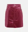 Rick Owens Coated Denim Miniskirt In Fuschia