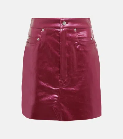 Rick Owens Coated Denim Miniskirt In Fuschia