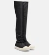 Rick Owens Coated Denim Over-the-knee Boots In Black