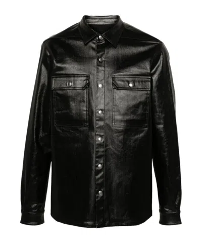 RICK OWENS COATED-DENIM SHIRT JACKET
