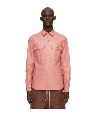 Rick Owens Coated-denim Shirt Jacket In Pink