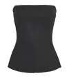 Rick Owens Strapless Black Top With Fitted Bodice And Flared Hem In Black