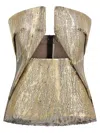 Rick Owens Coated Denim Top With Front Cut-out Neckline In Gold