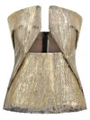 Rick Owens Coated Denim Top With Front Cut-out Neckline In Neutral