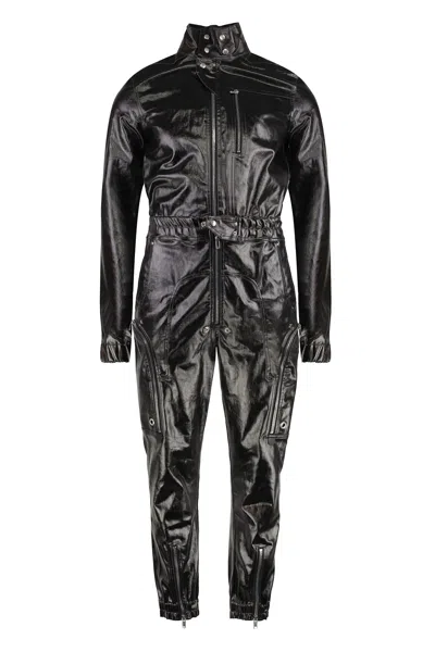 Rick Owens Coated Fabric Jumpsuit In Black