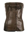 Rick Owens Coated-finish Cracked Bustier Top In Brown