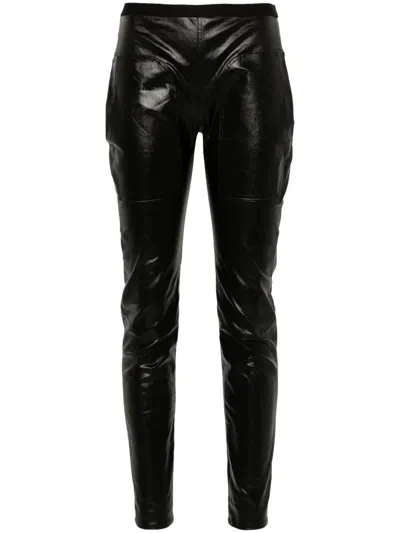RICK OWENS COATED-FINISH LEGGINGS
