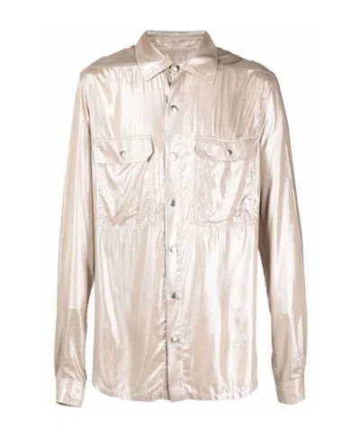 Rick Owens Coated Long-sleeved Shirt In Pink