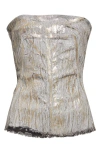 Rick Owens Denim Strapless Cotton Blend Bustier Top In Gold