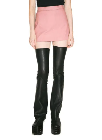 Rick Owens Coated Mini Skirt In Pink