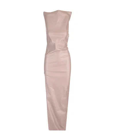 Rick Owens Coated One-shoulder Maxi Dress In Nude