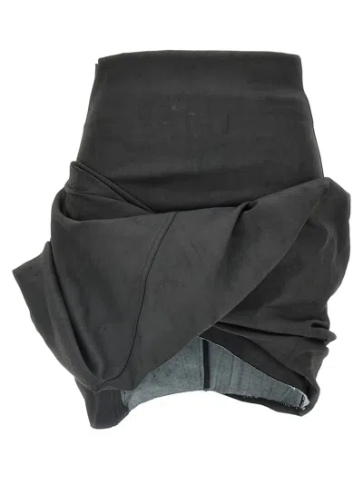 Rick Owens Coated Stretch Cotton Mini Skirt In Black