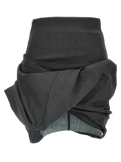 RICK OWENS COATED STRETCH COTTON MINI SKIRT