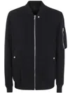 Rick Owens Zipped Bomber Jacket With Arm Pocket In Black Cotton In Black