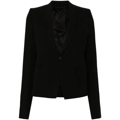 Rick Owens Grain De Poudre Blazer In Black